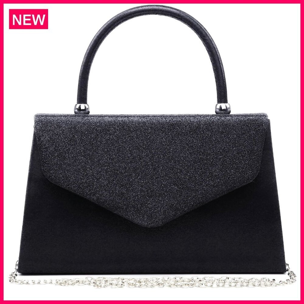 Frosted Glitter Evening Bag Clutch with Detachable Chain Strap